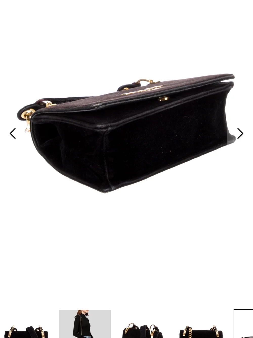 Auth Prada Black Velvet Pattina Shoulder Bag Chain Crossbody Bag w/ Gold Hardwar - Picture 5 of 9